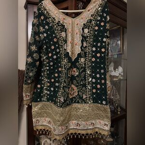 Lashkaara Embroidered Green and Gold Patiala Shalwar Kameez